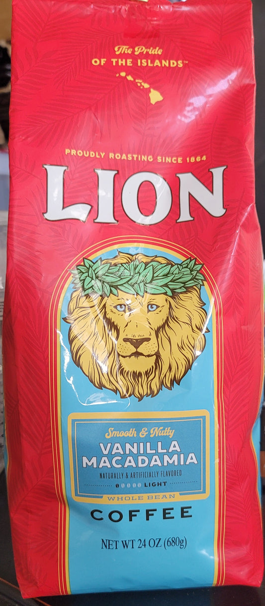 Lion Coffee, Arabica Coffee Beans, Light Roast Whole Bean Coffee (680g)