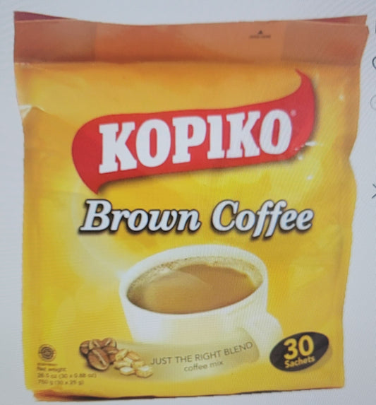 Kopiko Instant 3 in 1 Brown Coffee Mix with Creamer and Sugar 30 Count Per Bag