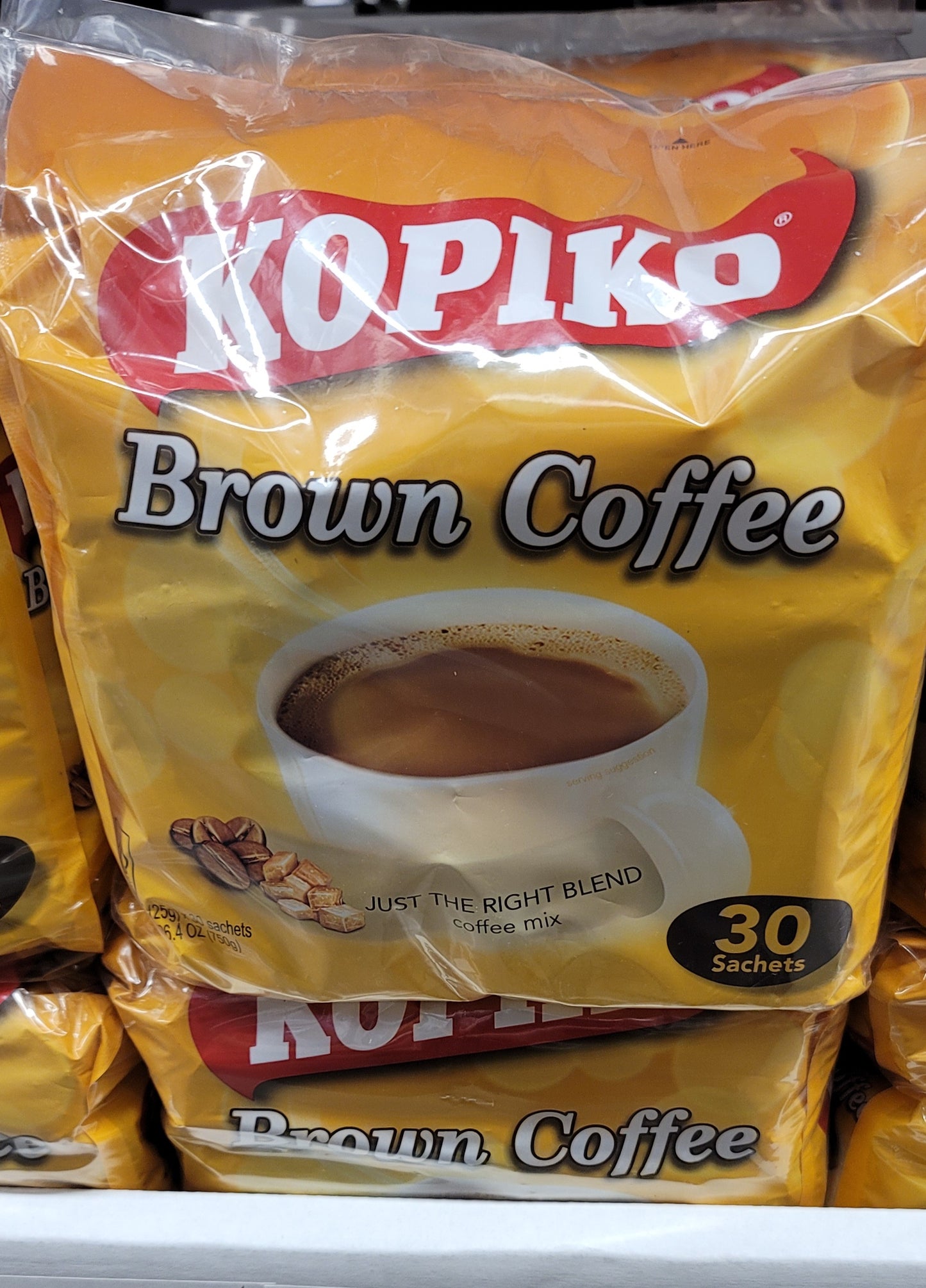 Kopiko Instant 3 in 1 Brown Coffee Mix with Creamer and Sugar 30 Count Per Bag